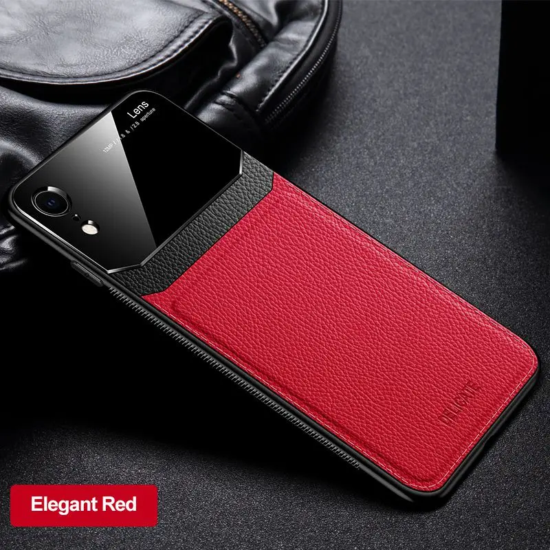 red Кожаный чехол для Iphone X Xr, для Iphone 7, 8, 7 plus, 8 Plus, из искусственной кожи, анти-осенний чехол для Iphone Xs max, роскошный, 11 Pro, Max, зеркальный - Цвет: red