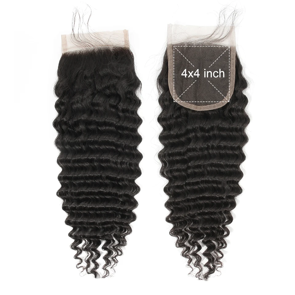 Прозрачные бразильские кудрявые человеческие волосы 4x4 с глубокой волной