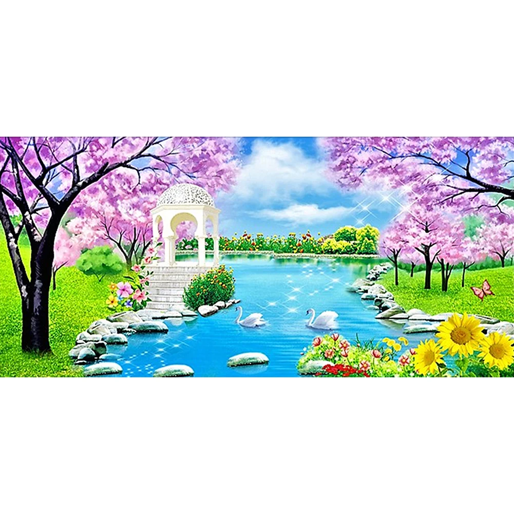 5D DIY Алмазная картина полная круглая дрель Лебединое озеро изображение мозаики