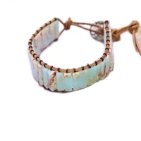 natural shoushan stone trendy handmade leather tube beads bracelet women yoga jewelry wrap bracelets creative gift