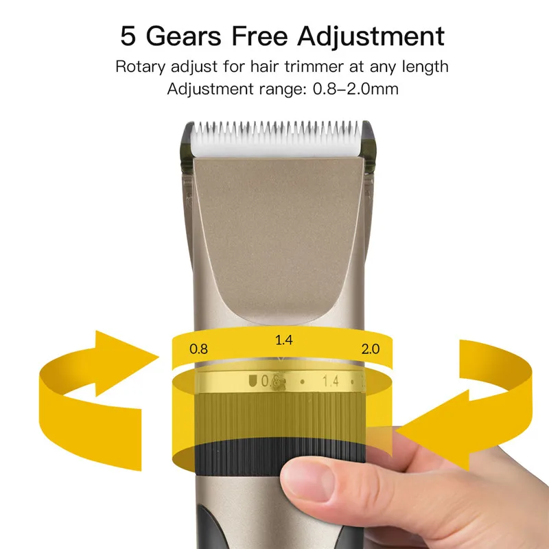 

Ceramic Blade Electric Hair Clipper Professional Low Noise Hair Trimmer Length Adjustable Fine Tuning Barber Hair Cutting Razor