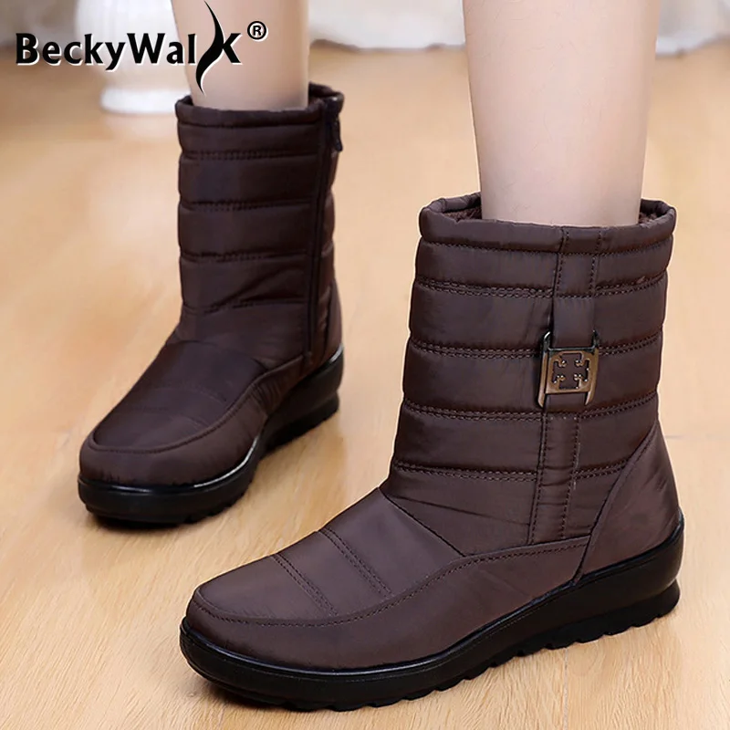 Зимние водонепроницаемые ботинки с хлопковой подкладкой для мам теплые из