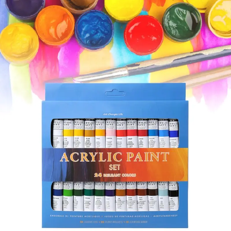 

24 Colors Acrylic Paints Set 12ml Tubes Drawing Painting Pigment Hand-painted Wall Paint For Artist DIY N1HD