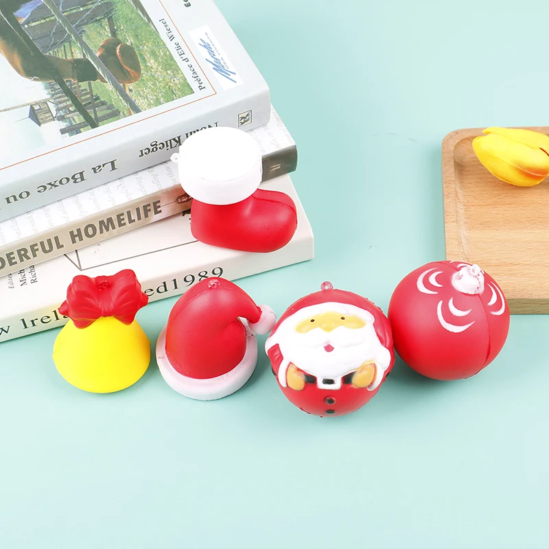 

Squishy Fidget Sensory Toys Santa Claus Ball Christmas Hat Stress Toy Christmas Gift for Kids Christmas Decoration keychain