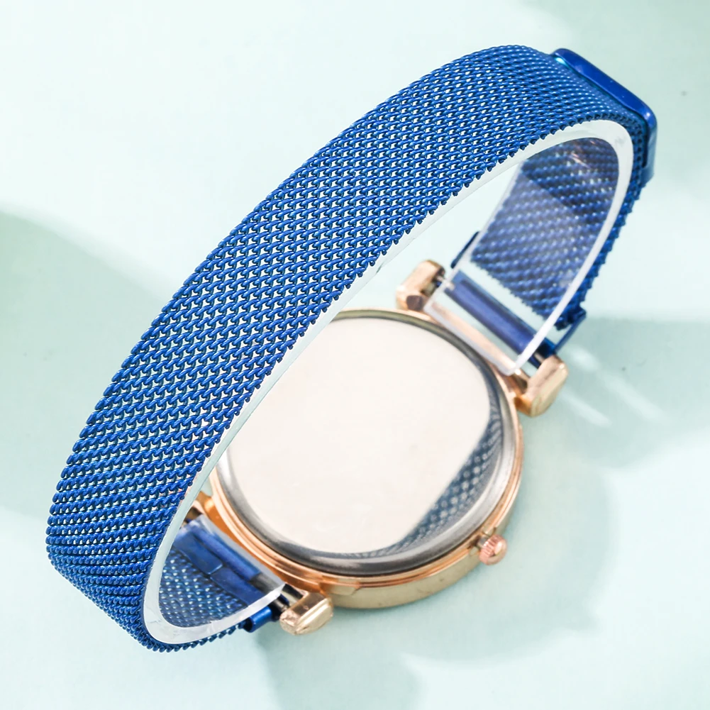 Элегантные Синие Женские часы со звездным небом цифровые с сетчатыми ремешками