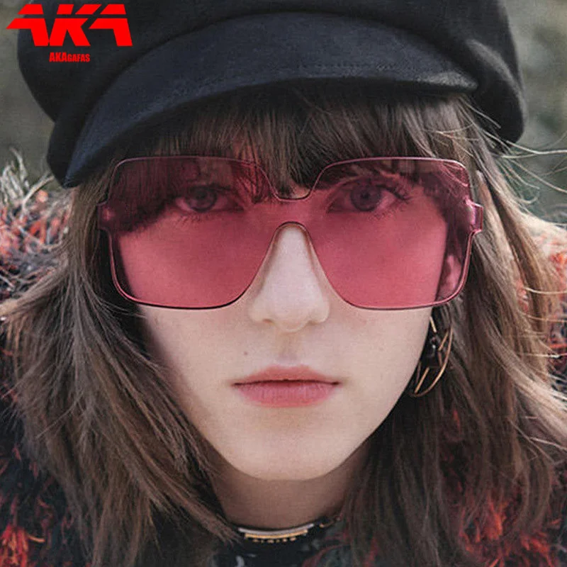 

AKAgafas оправы солнцезащитных очков Для женщин мужчин 2021 квадратный большое зеркало в рамке солнцезащитные очки личность брендовые свадебные...