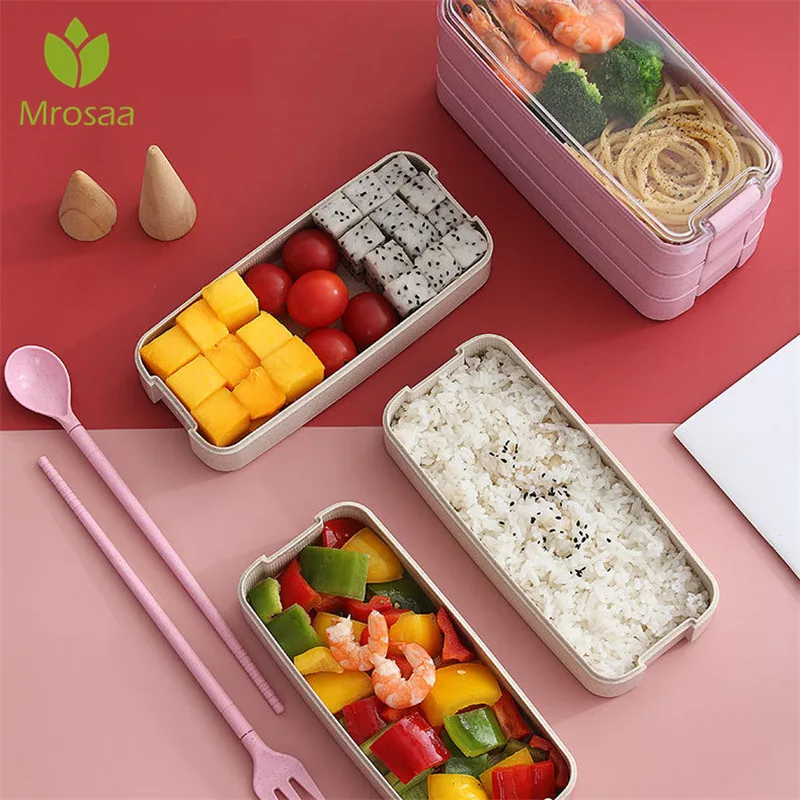 3 слоя пшеничной соломы Ланч бокс микроволновая печь 900 мл здоровый материал Bento