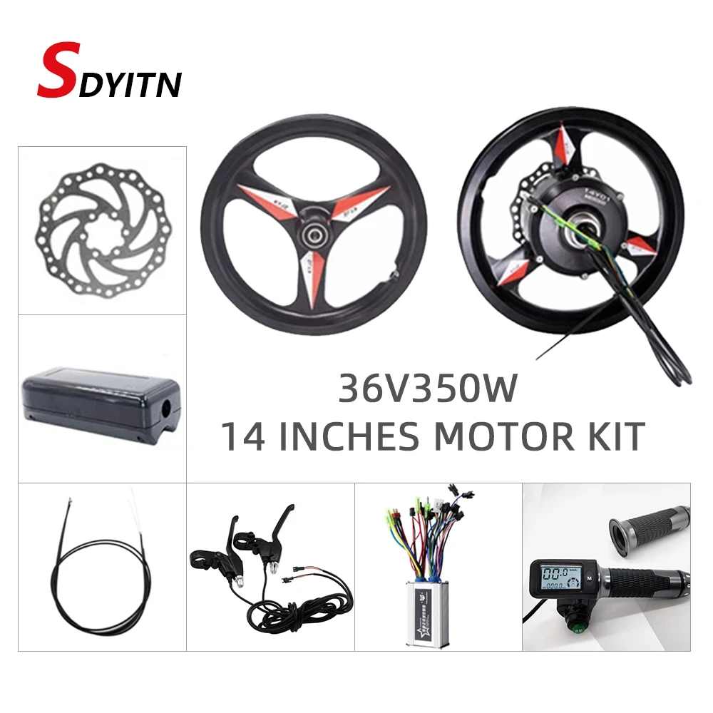 

SDYITN 14 inch Hub Motor Electric Bike Conversion Kit For Front Wheel With Thumb Throttle And Pedal Assist Sensor