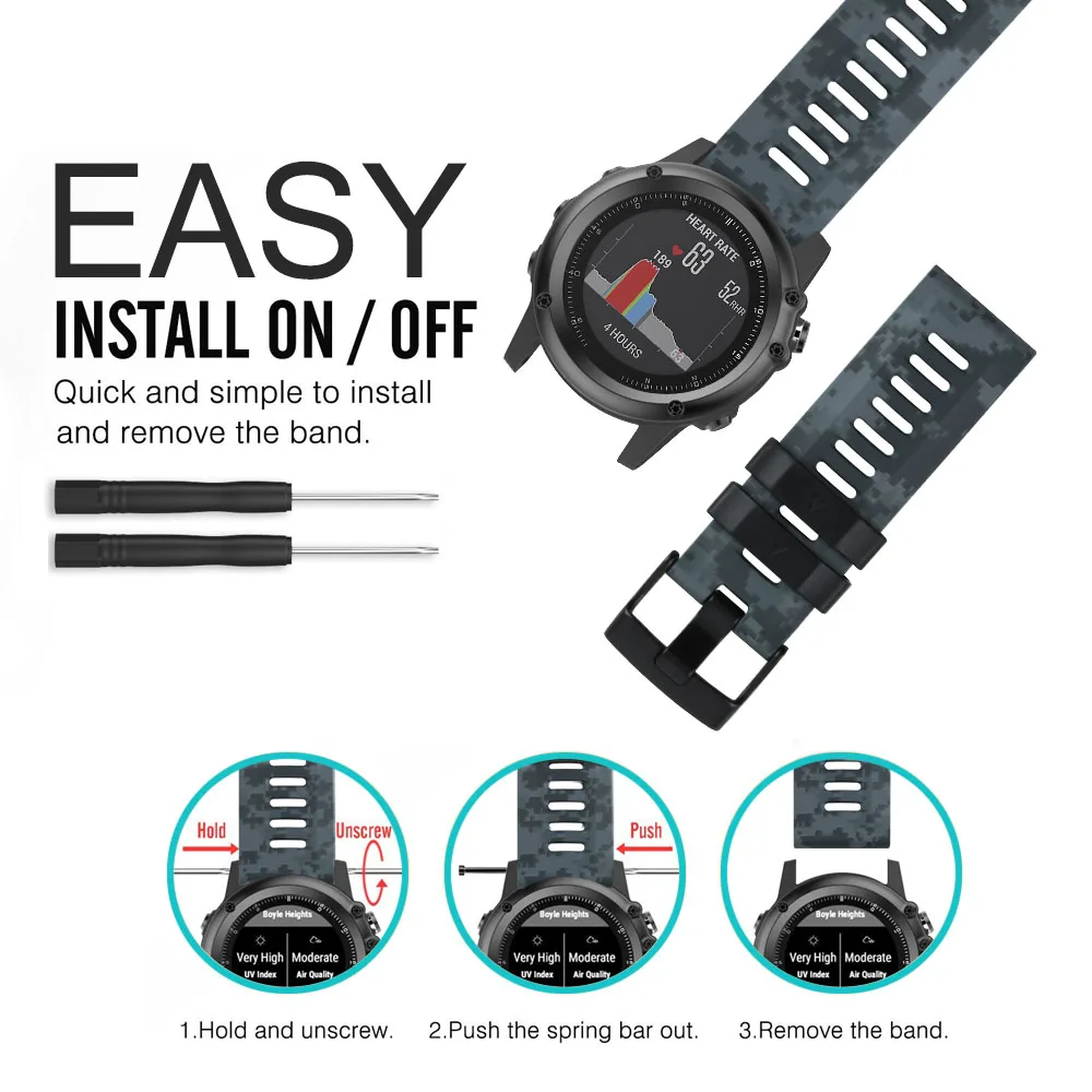 Honecumi для Garmin Fenix 3/Fenix 3 HR/Fenix 5s ремешок умных часов сменный силиконовые фитнеса