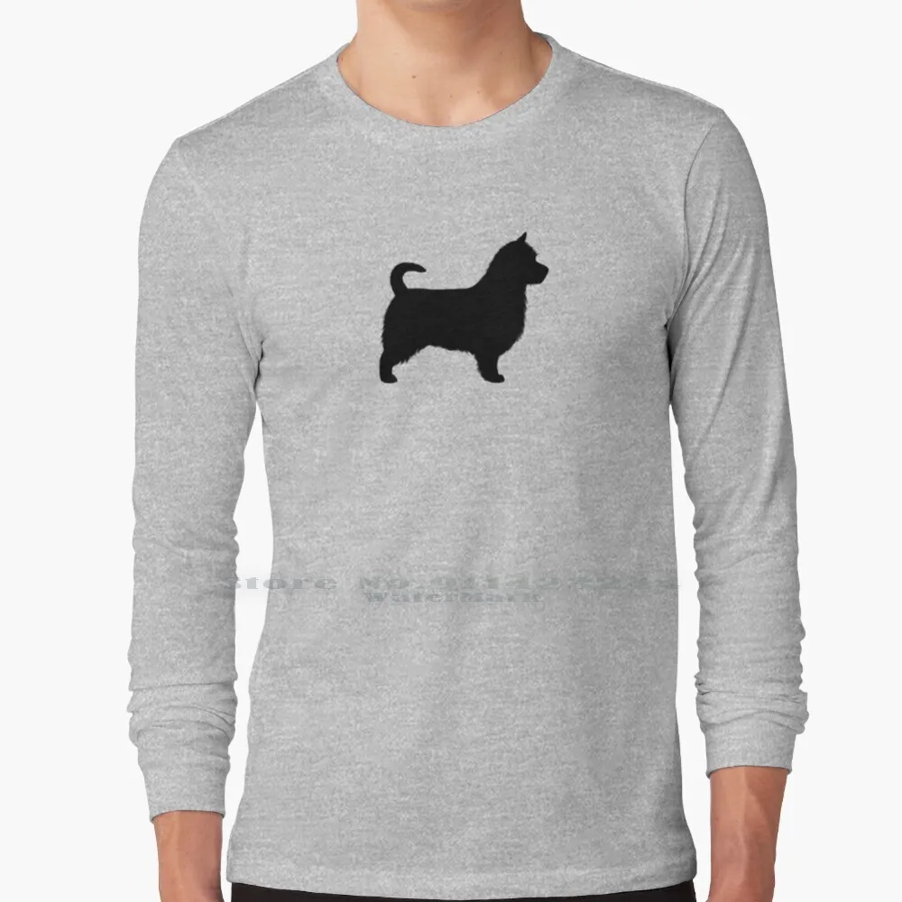 

Australian Terrier Silhouette ( S ) With Long Tail Long Sleeve T Shirt Tee Australian Terriers Dogs Animals Pets Aussies