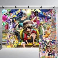 hot anime vinyl custom one piece party backdrops op luffy zoro background wall cloth baby shower kids birthday party decoration