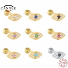 Автоклав с клипсами Дурной глаз Diamond 925 стерлингового серебра Пирсинг из нержавеющей стали, серьги-гвоздики для женщин Пирсинг Серьга Циркон модное ювелирное изделие