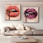 Современные Блестящие бриллиантовые сексуальные губки, картина и принты для гостиной, домашний дизайн, украшение, настенные картины
