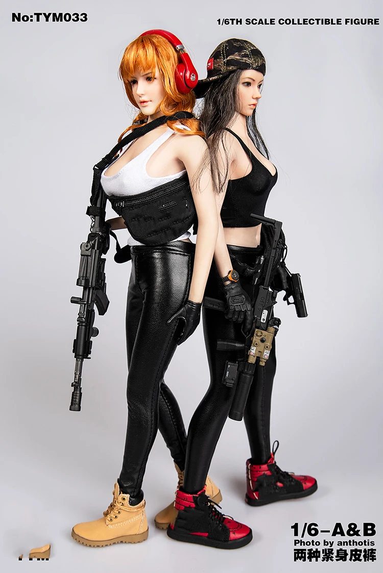 Масштаб 1/6 женский аксессуар для фигуры сексуальные модные черные кожаные брюки
