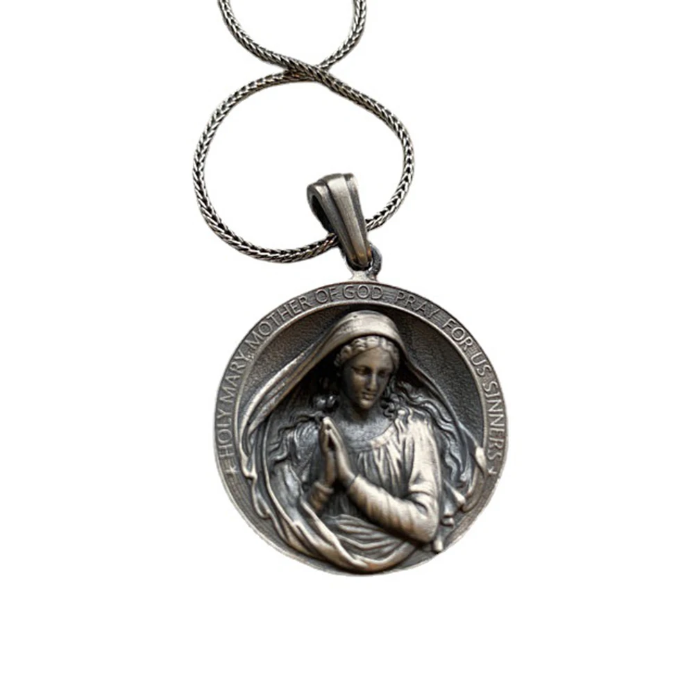 

Religious Jewelry on the neck Christianity Virgin Mary prayer pendant necklaces for women Catholic vintage Men's chain necklace