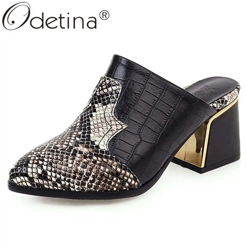 Odetina/женские модные туфли-лодочки на толстом высоком каблуке в стиле ретро