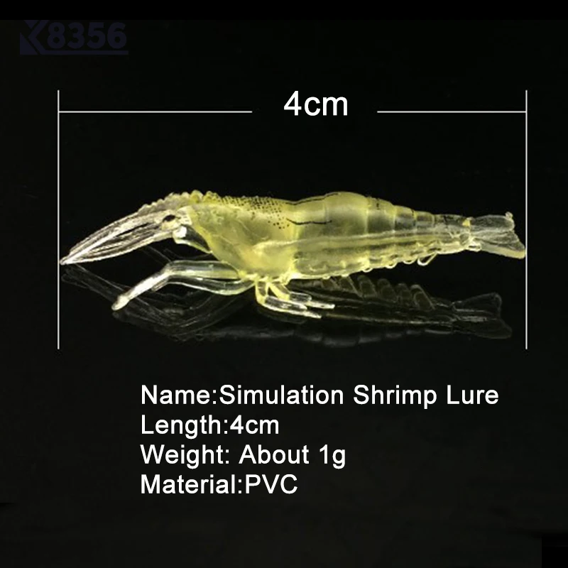 K8356 10 шт./лот 4 см имитация креветок рыболовные приманки из ПВХ Мягкая приманка