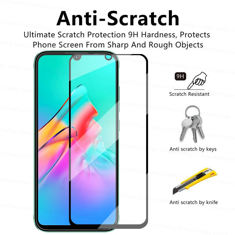 Pegamento total de vidrio templado para Infinix Smart HD 2021, Protector de pantalla para Infinix Smart HD 2021, pel&iacute;cula protectora para Smart HD 2021-2