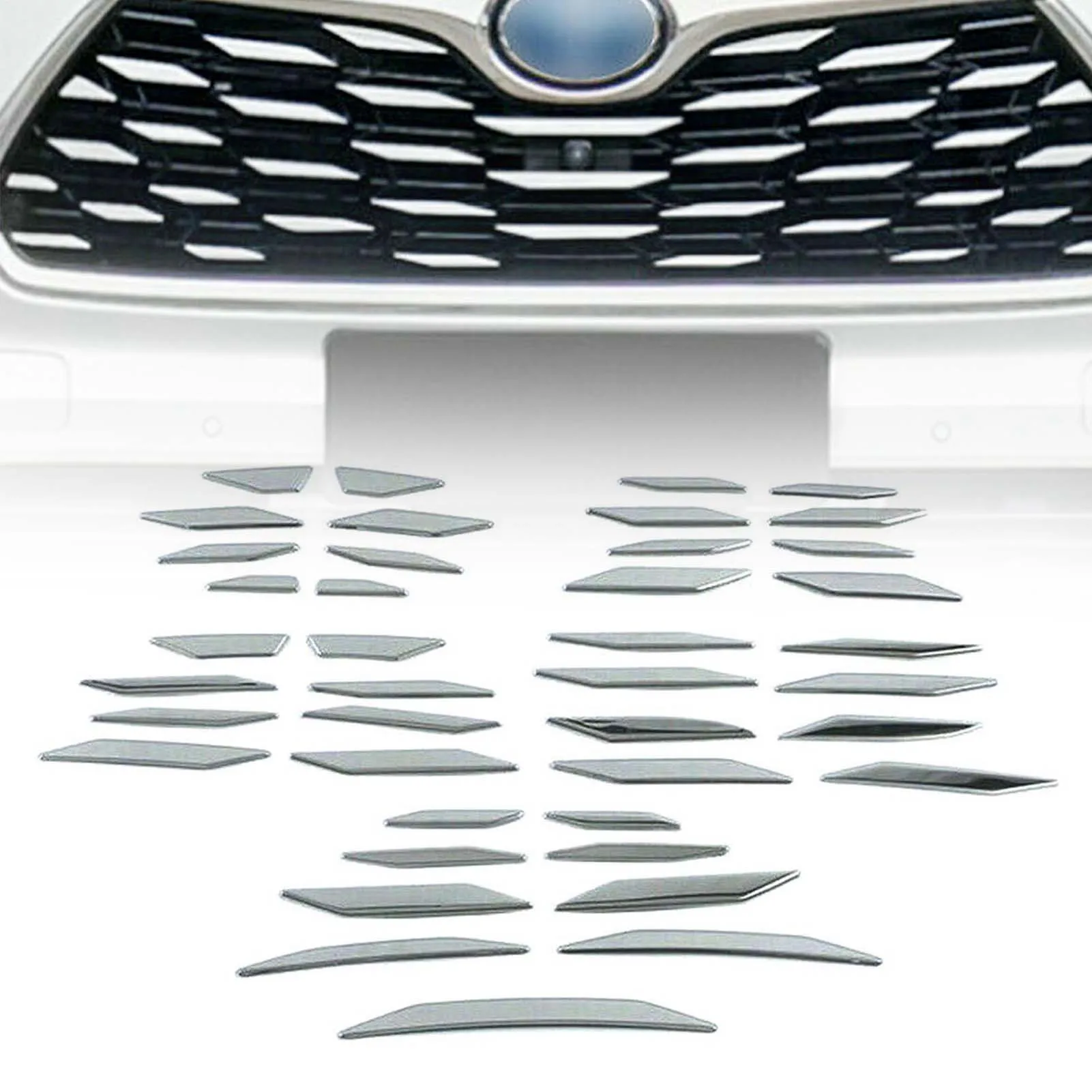 

For Toyota Highlander 2020-2022 Chrome Stainless Front Bumper Grille Decal Trim