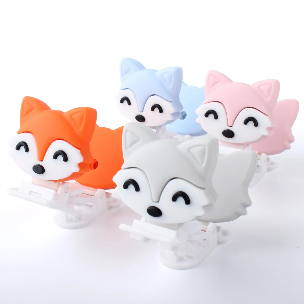 Keep & расти 1 ПК лисы силиконовая детская пустышка на цепочке с прищепкой зажимы