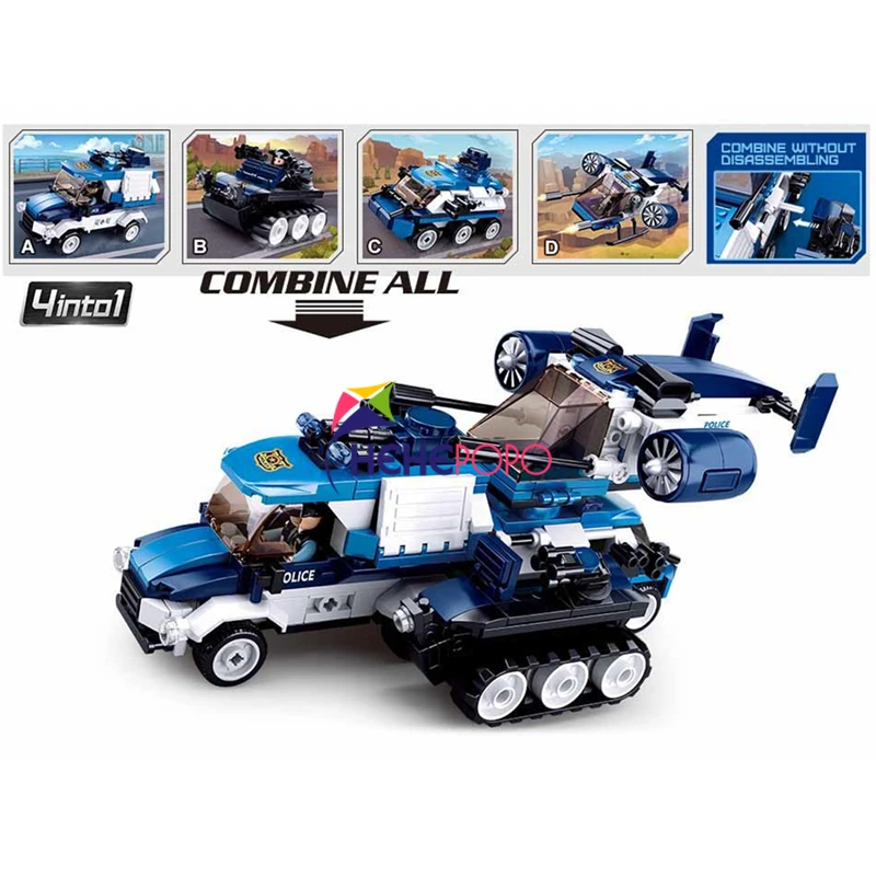 

4into1 M38-B0760 SLuban Maritime Police Series Building Block Minifigures Educational Toy Block Toys For Kids Gifts Boys