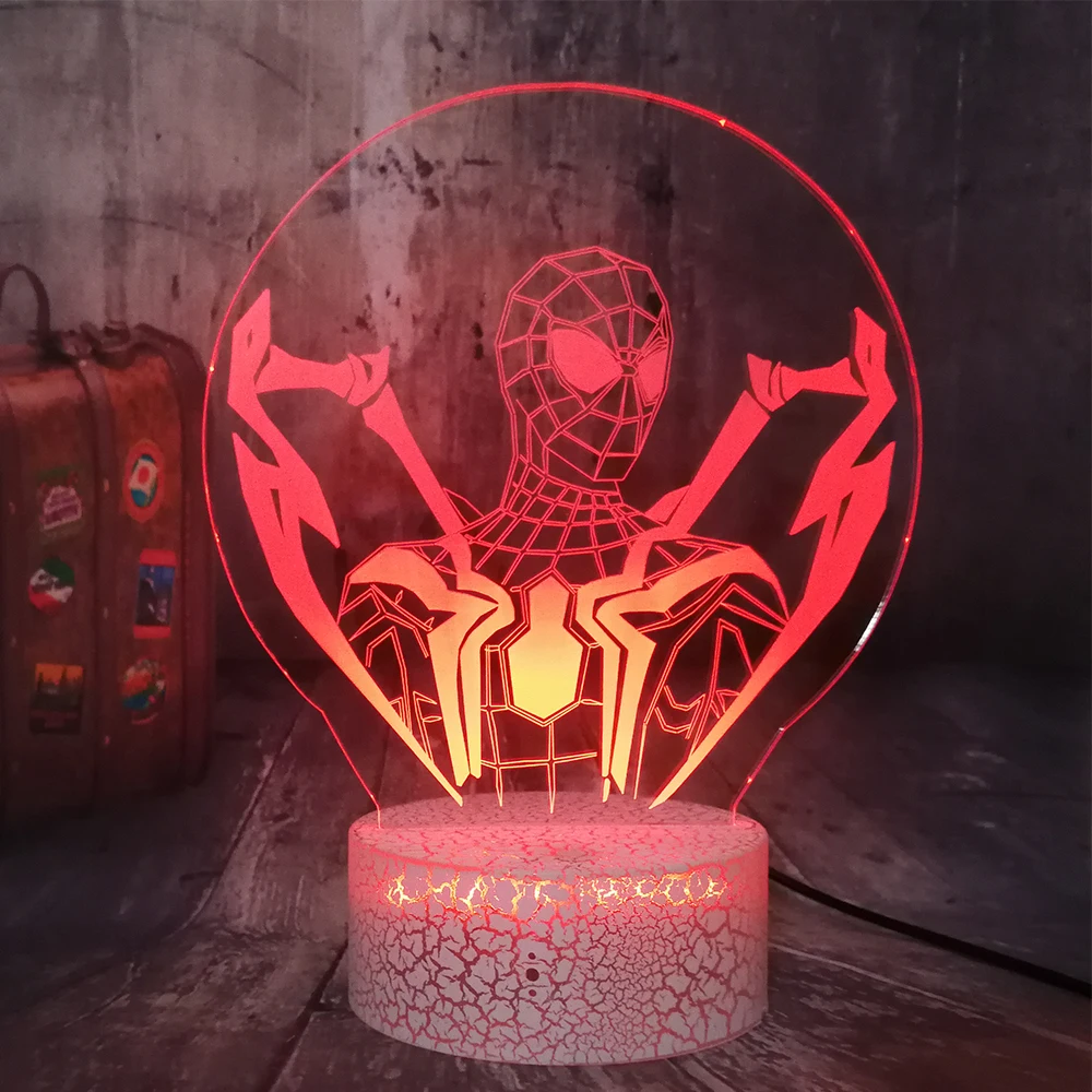 Прикольный Marvel Мстители Человек паук подарок фанов 3D человек детский ночник для