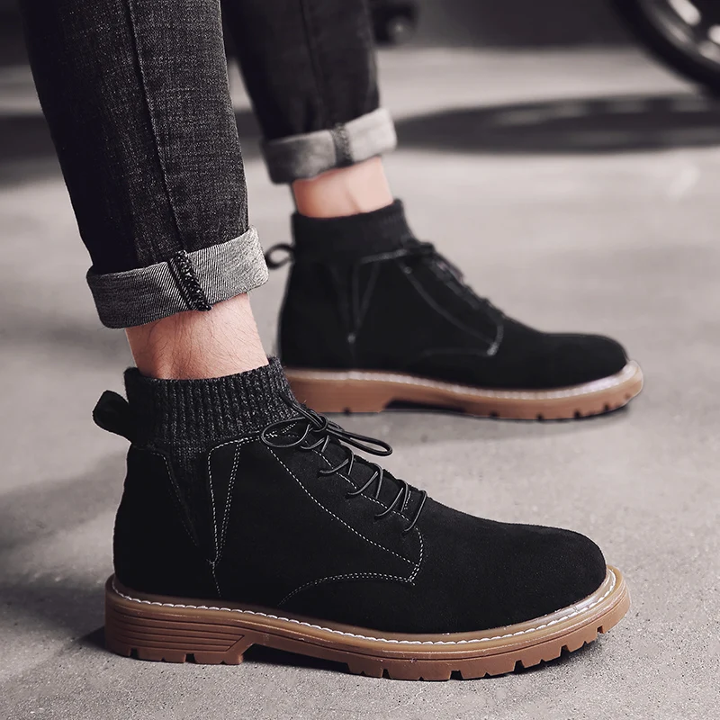 

High Top Shoes Winter Shoes For Men Chelsea Boots High Man Men's Summer Leather Stylish Cowboy Mens Casual Sneakers