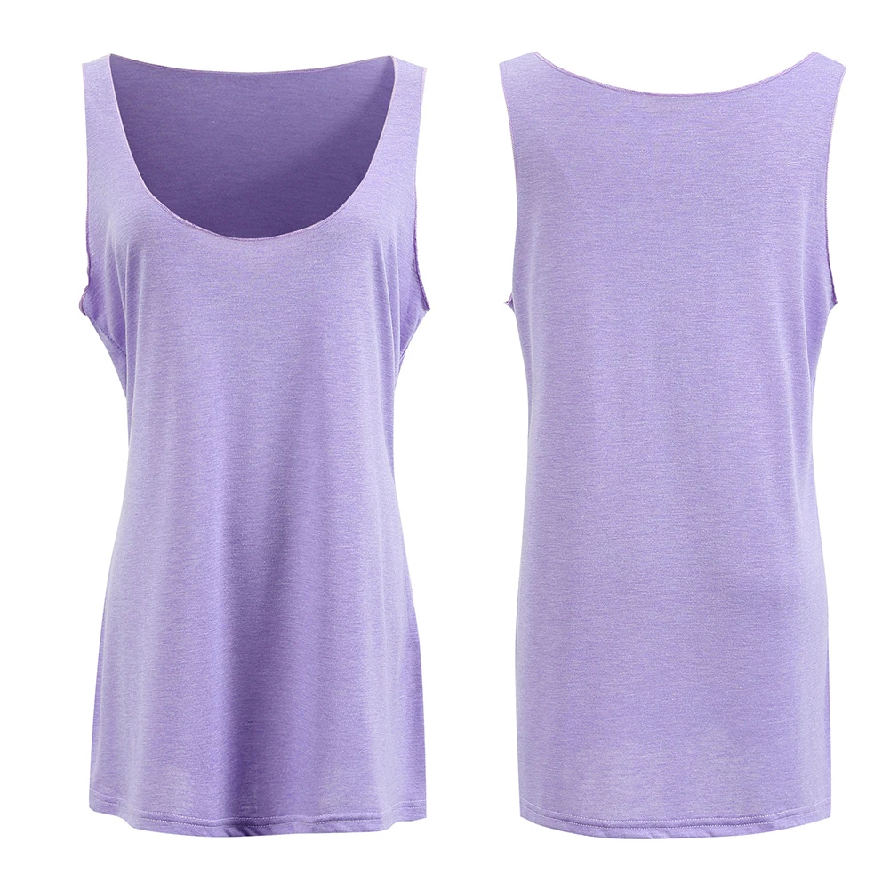 Женский Повседневный однотонный хлопковый жилет без рукавов с низким вырезом roupa