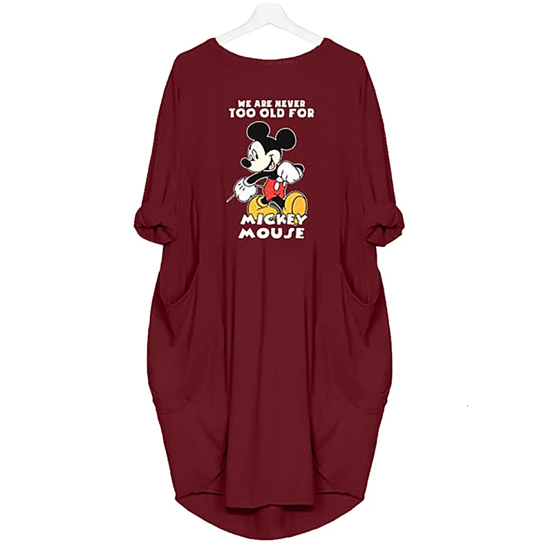 Платья для беременных с Микки Маусом сезон лето-осень корейское модное платье