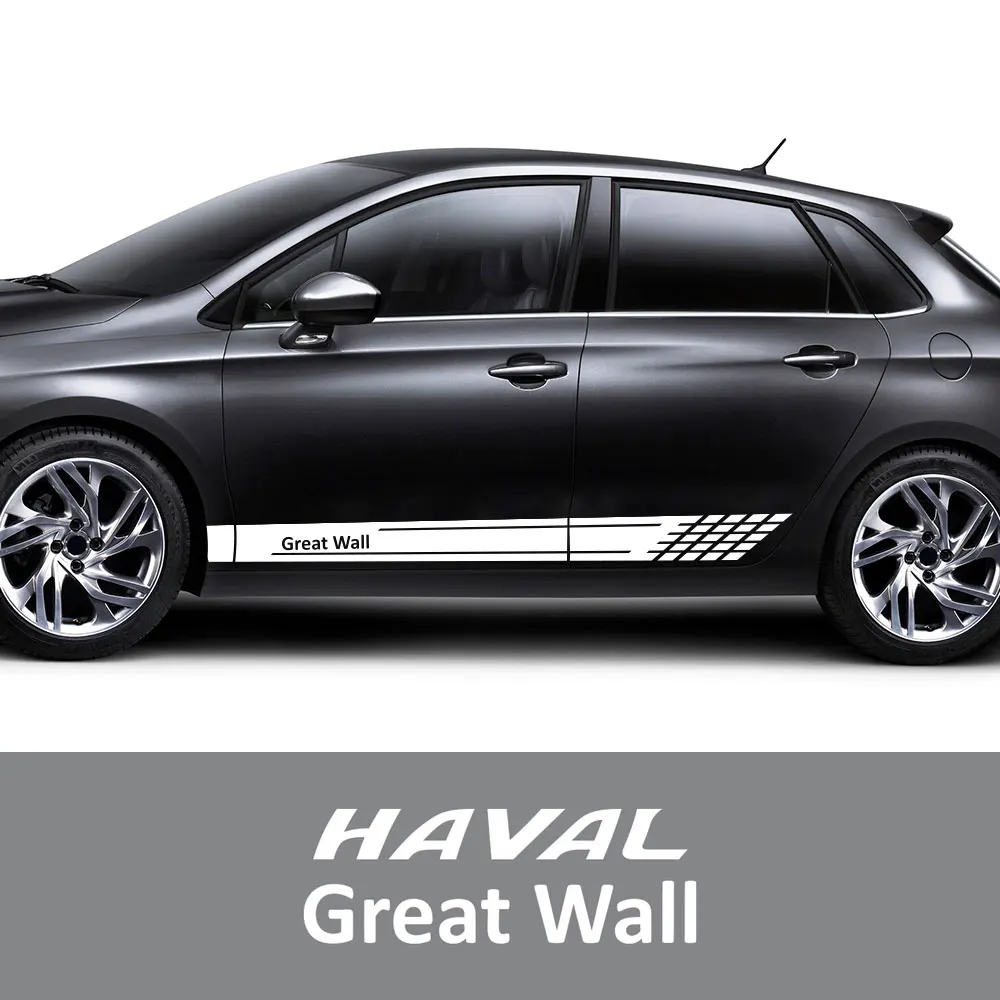 

2 шт., наклейки на автомобильные двери для GREAT WALL HAVAL H6 H9 M6 F7 POER WEY STEED, аксессуары для автотюнинга, длинная полоса, виниловая пленка, наклейки