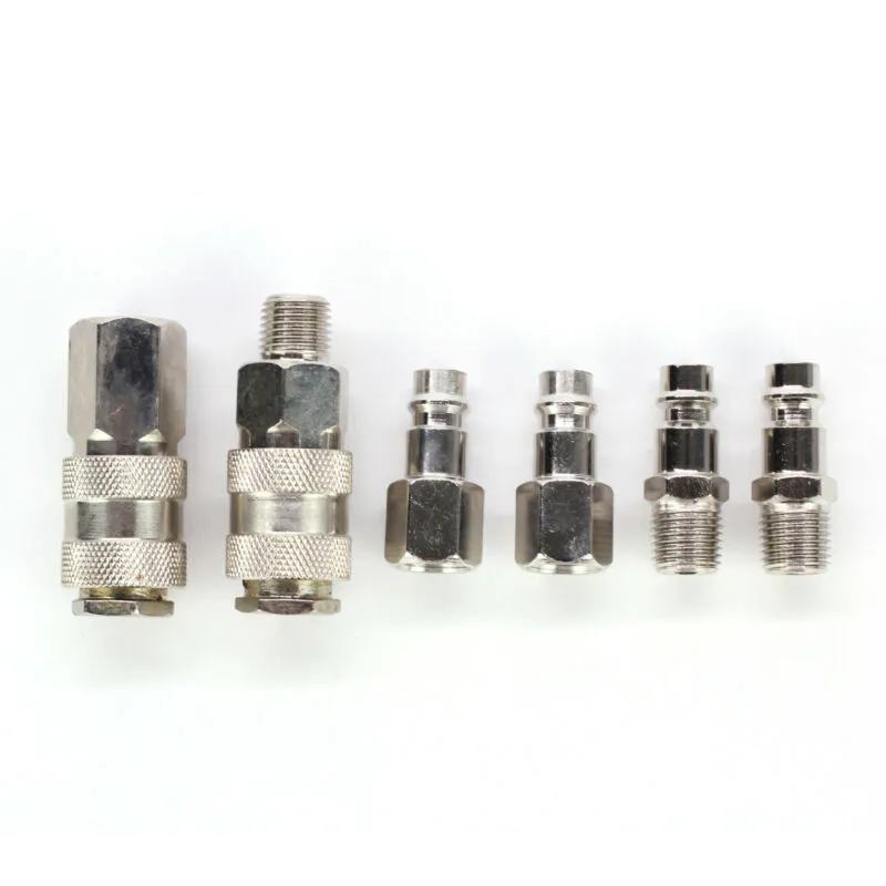 

6 Pcs Air Line Compressor Connector Adapter 1/4" BSP EURO Fittings Quicks Release Coupling For Air Tools Accessories