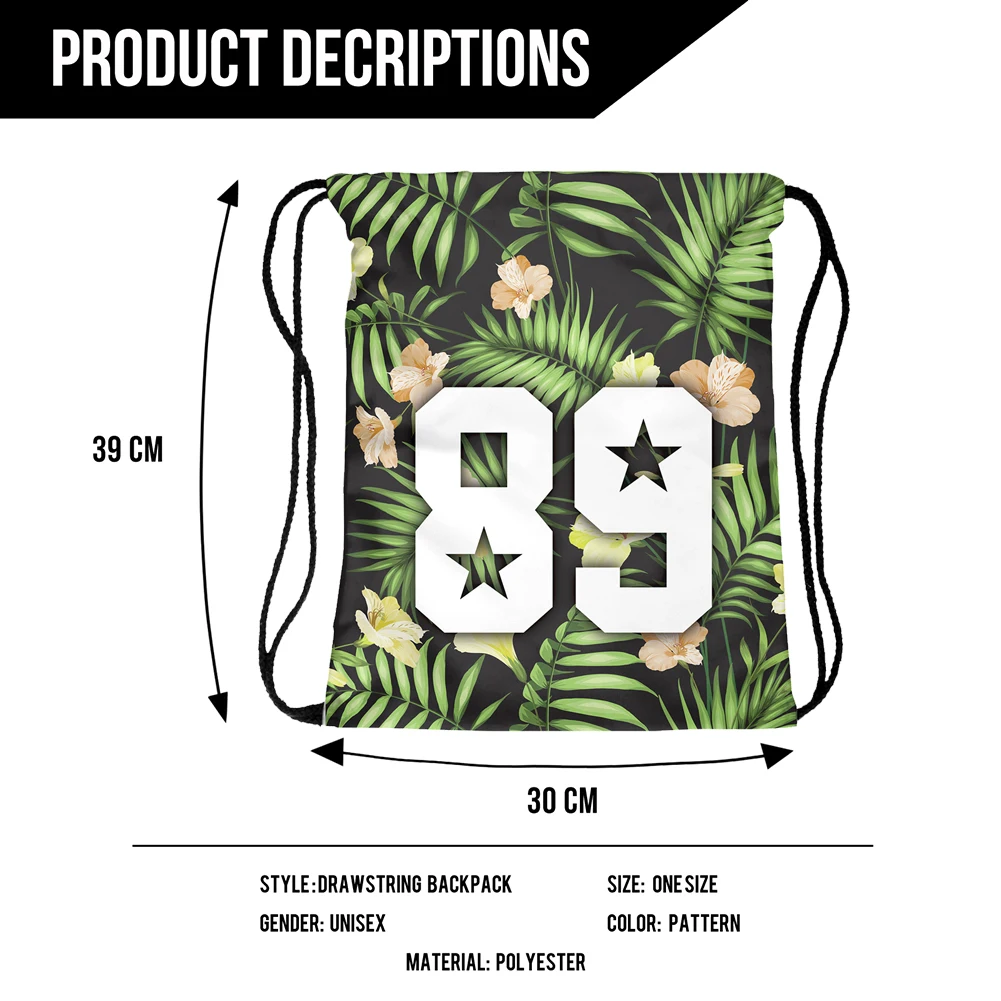 

Drawstring Comfortable Leisure Chic Fashionable Backpack Digital Print Travel Pouch Portable Shoulder School Bags