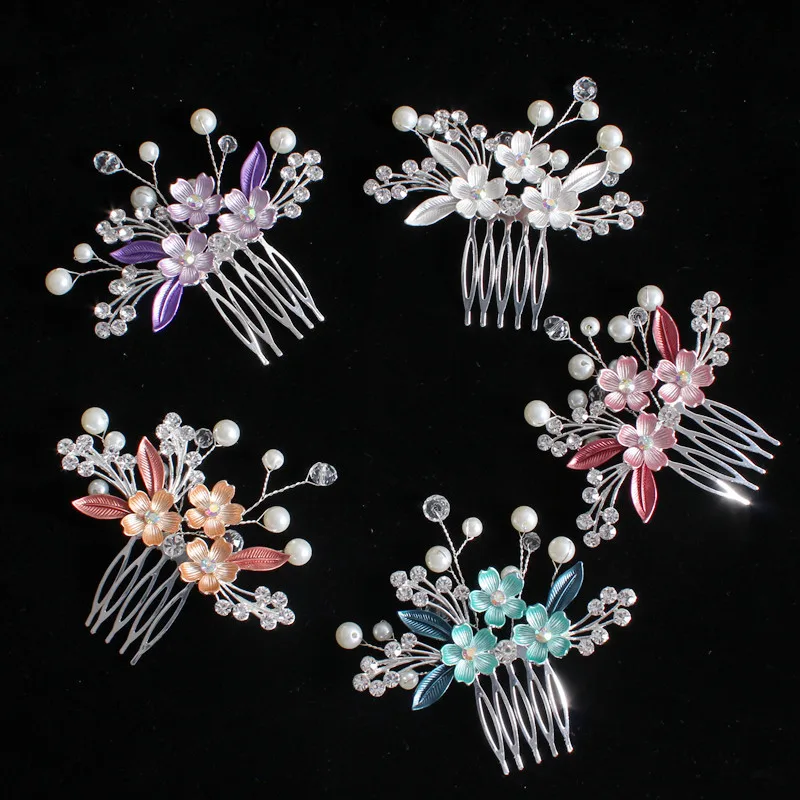 Роскошные гребни для волос с синими цветами головной убор выпускного свадебные