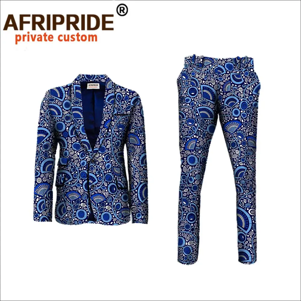 2020 African clothes for men slim fitted formal suits jacket+pant 2-pieces setswedding work place business AFRIPRIDE A731605
