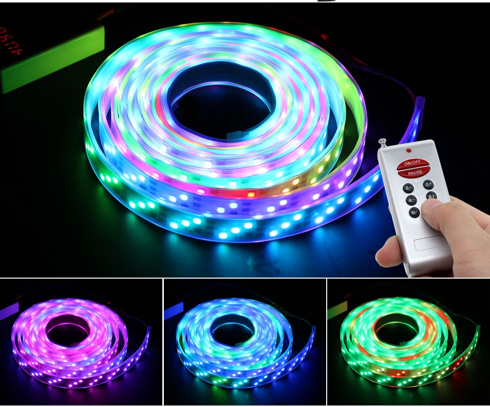 1903 IC Dream цветная светодиодная лента 5050 цифровая RGB водонепроницаемая лампа дневного света 5 м+ 133 программа RF пульт дистанционного управления+ адаптер Праздничные огни