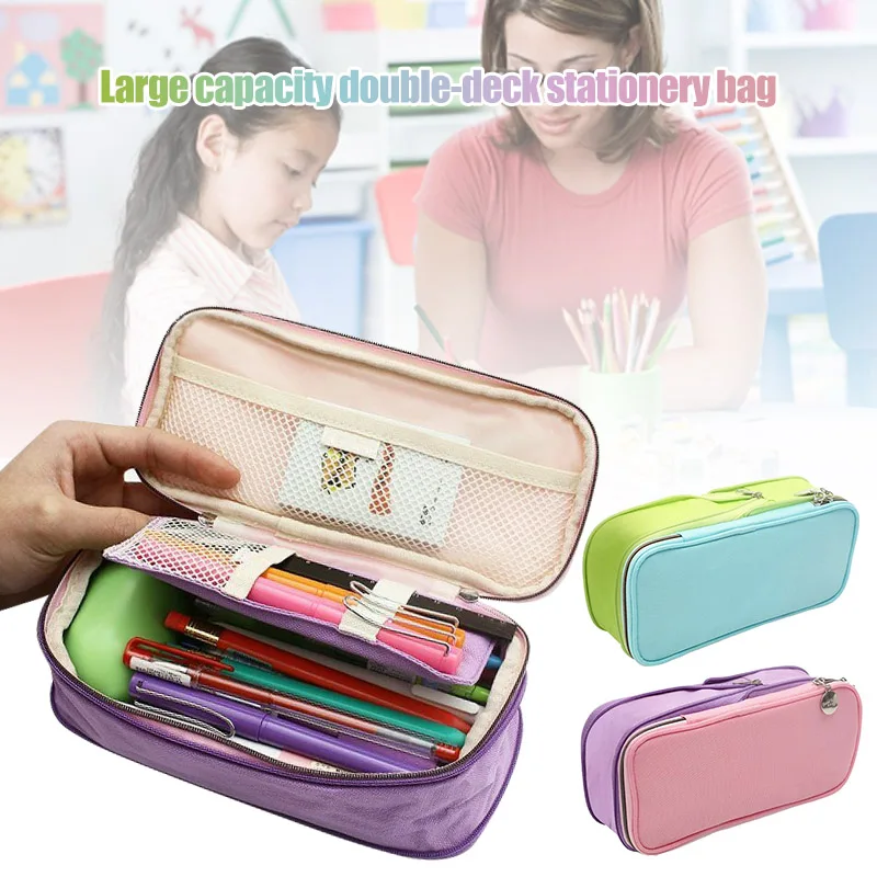 

Zipper Pencil Case Pen Bag Pouch School Supplies Large Capacity for Children Students AS99
