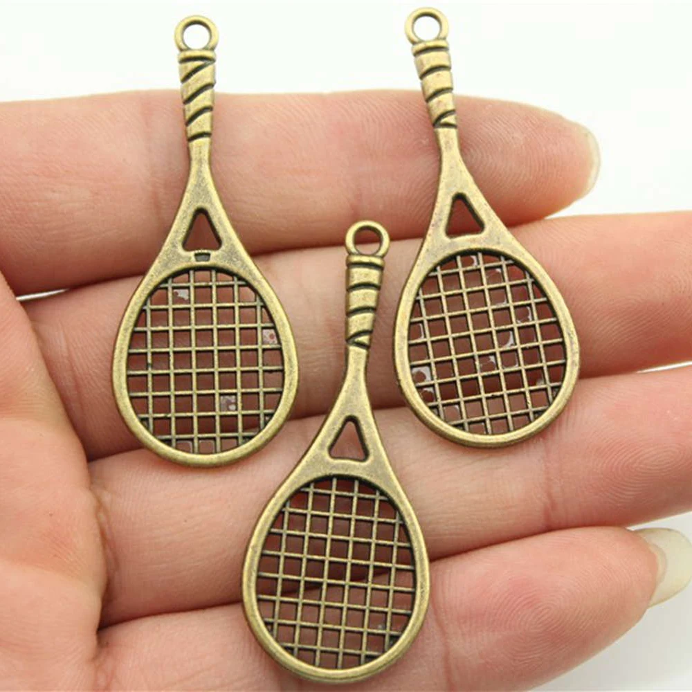 

WYSIWYG 5pcs 48x19mm Vintage Tennis Racket Pendants Charm Antique Bronze Color Tennis Racket Pendants Charm