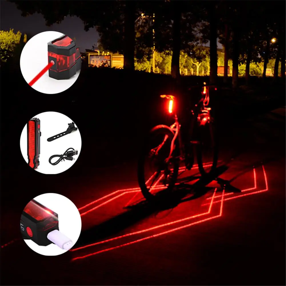 

Bicycle Light Bicycle Tail Light Accessories IPX-5 Waterproof Night Riding Warning Light Tail Light Rechargeable LD Laser Line