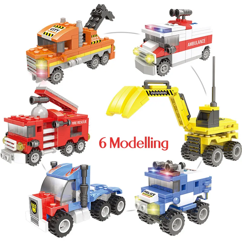 570pcs Building Blocks City Robot 8in1 Transformed Police Car Ambulance Engineering Vehicle Bricks Toys for Boy | Игрушки и хобби
