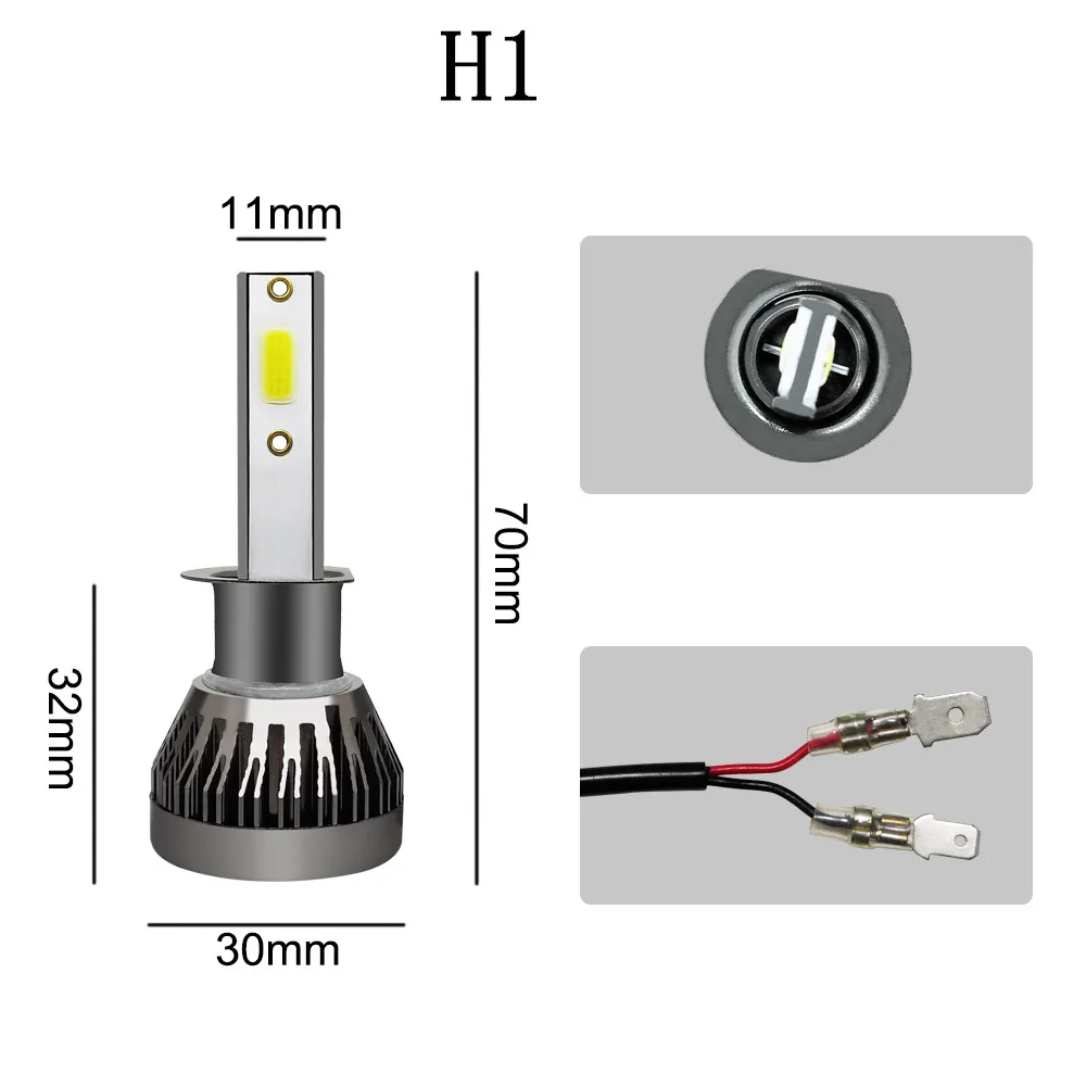 Mini1 2 шт./компл. автомобильных фар Светодиодные лампы 12v 36w h1 h4 h7 h11 9005 9006 9012 с 6000K холодный белый свет COB чип Автомобильный светильник лампочка