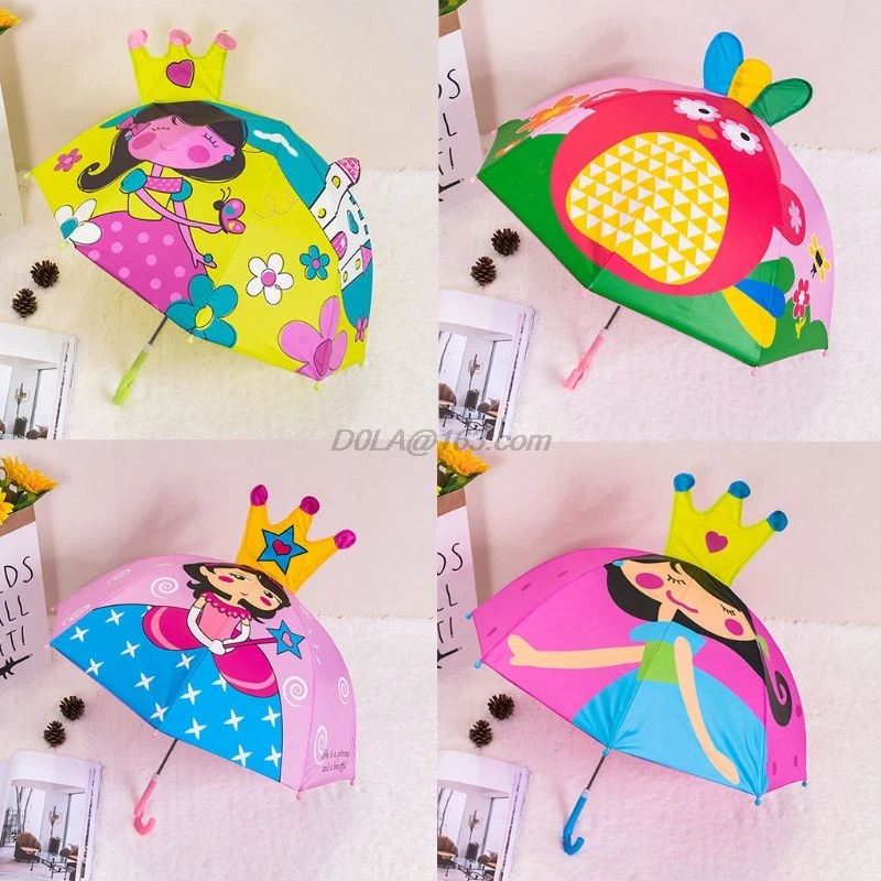 Детский зонтик для мальчиков и девочек мультяшный Зонт с ушками животных на заказ принцесса длинный
