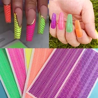 2021 new 3d bohemia self adhesive neon curve serpentine stripe nails stickers acrylic decorations manicure z0462