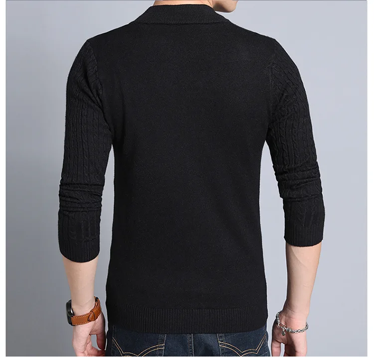 Повседневный Однотонный свитер на молнии длинный для мужчин тонкий модный