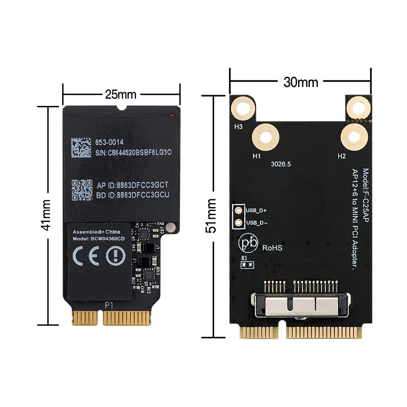 Двухдиапазонная беспроводная карта Broadcom BCM94360CD 1750 Мбит/с Bluetooth 4 0 Wi Fi Mini PCI E 802.11ac с