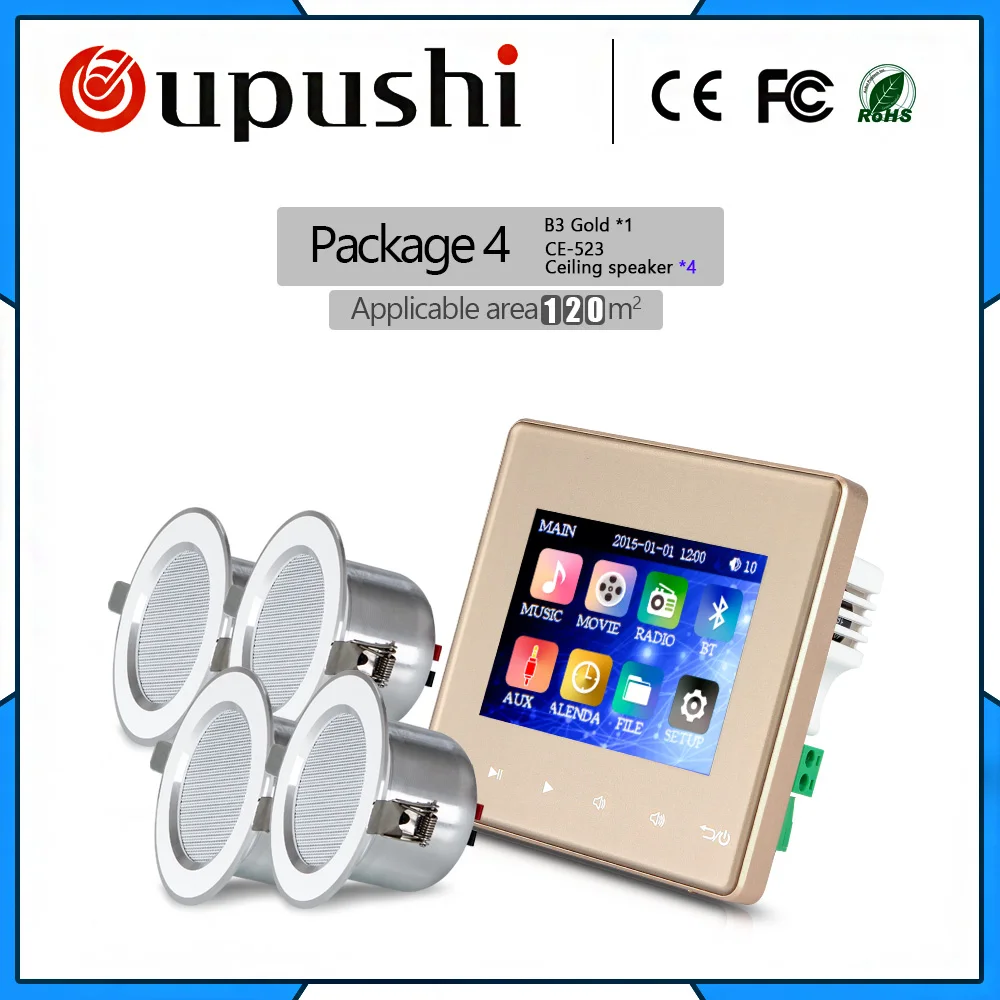 

Настенный мини-усилитель OUPUSHI B3, Bluetooth, FM-усилитель мощности с динамиками на потолке, управлением музыкой и фоном