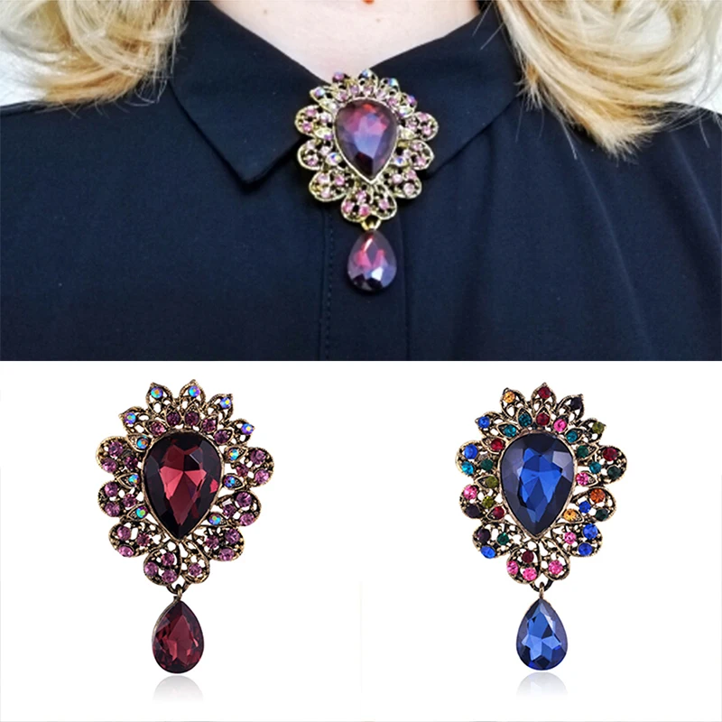 Женская брошь в форме капли многофункциональная стразы антикварная Турецкая