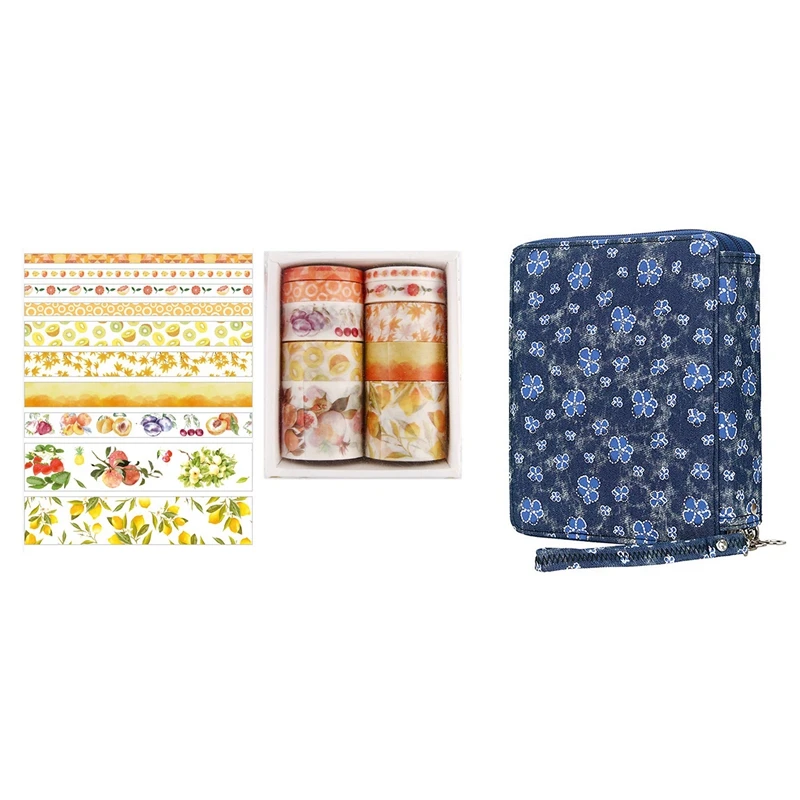 

10 шт./компл. декоративный Kawaii набор декоративного скотча Васи E и 1X 120 слотов цветной Чехол-карандаш из ткани Оксфорд чехол-ручка (джинсовый ф...