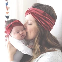2pcs mommy and baby headband set girl velvet headbands mother daughter head wrap family hair band kids hair accessories bandage