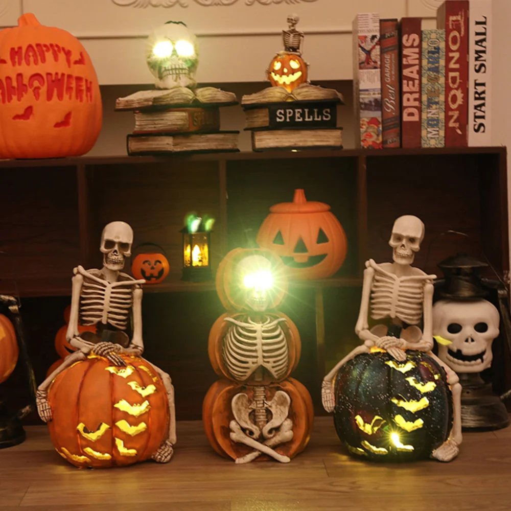 

Lighted Skulls On Books Adornment Decor Haunted House Decoration