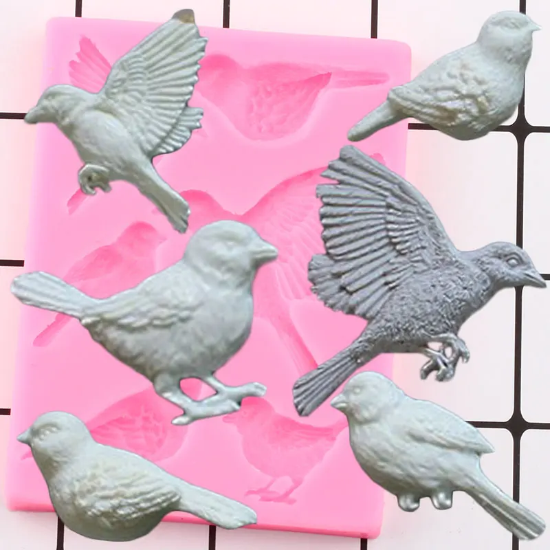 

Силиконовые 3D формы с птицами, сделай сам, форма для выпечки шоколада, кекс, Топпер, инструменты для украшения тортов из мастики конфет